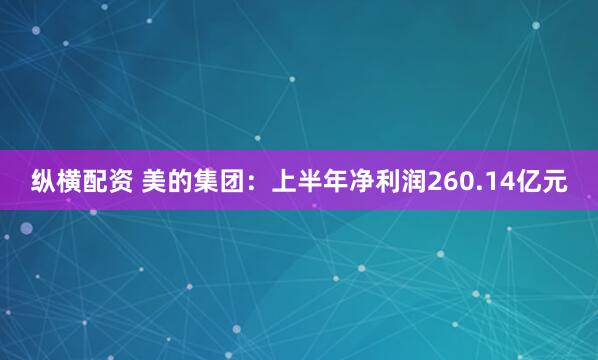 纵横配资 美的集团：上半年净利润260.14亿元